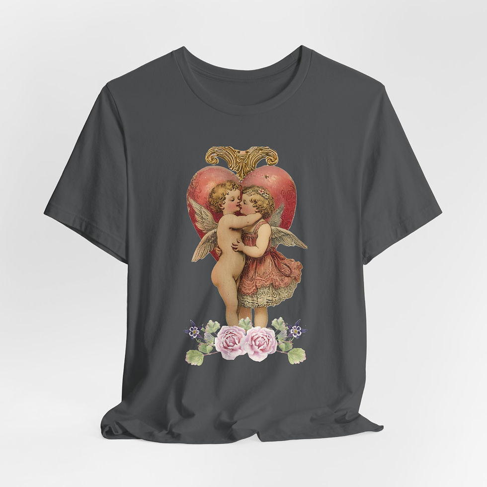 Thumbnail: Kissing Cherubs T-Shirt Shabby Cupid Pink Roses Artistic Gift Valentines Day Tee