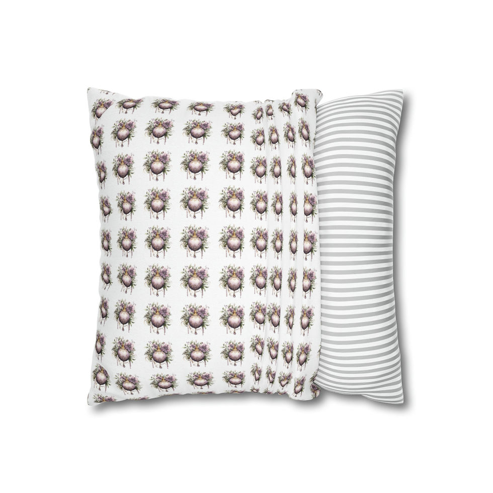 Thumbnail: Shabby Cat Christmas Throw Pillow cover Purple Victorian Ornaments Holiday Decor