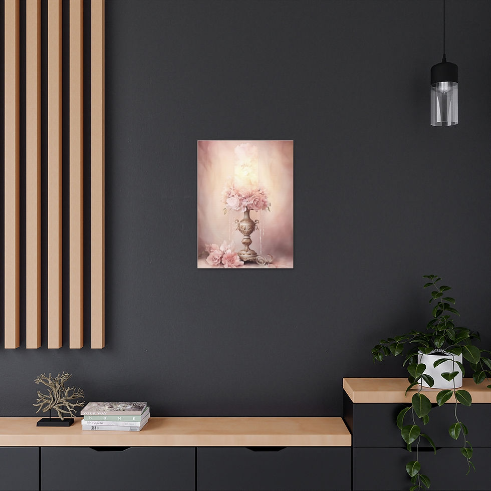Thumbnail: Elegant Canvas Art Shabby French Cottage Decor Victorian Pink Roses Candle Lamp