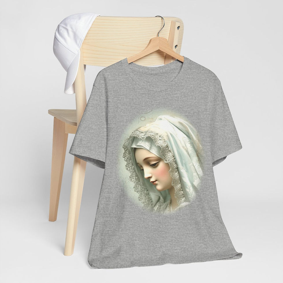 Thumbnail: Shabby Virgin Mary T-Shirt Ave Maria Religious Faith Art Tee Catholic Gifts