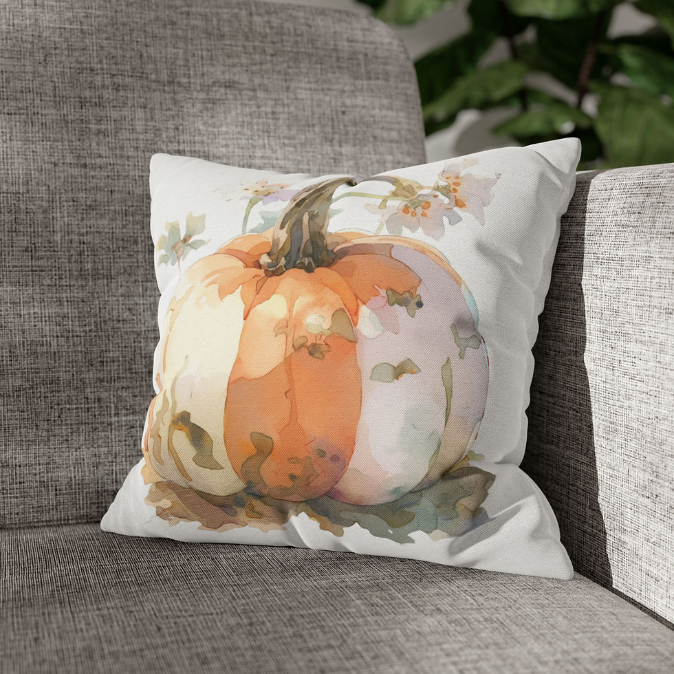 Thumbnail: White Artistic Autumn Square Pillow cover Watercolor Pumpkin Throw Pillow case