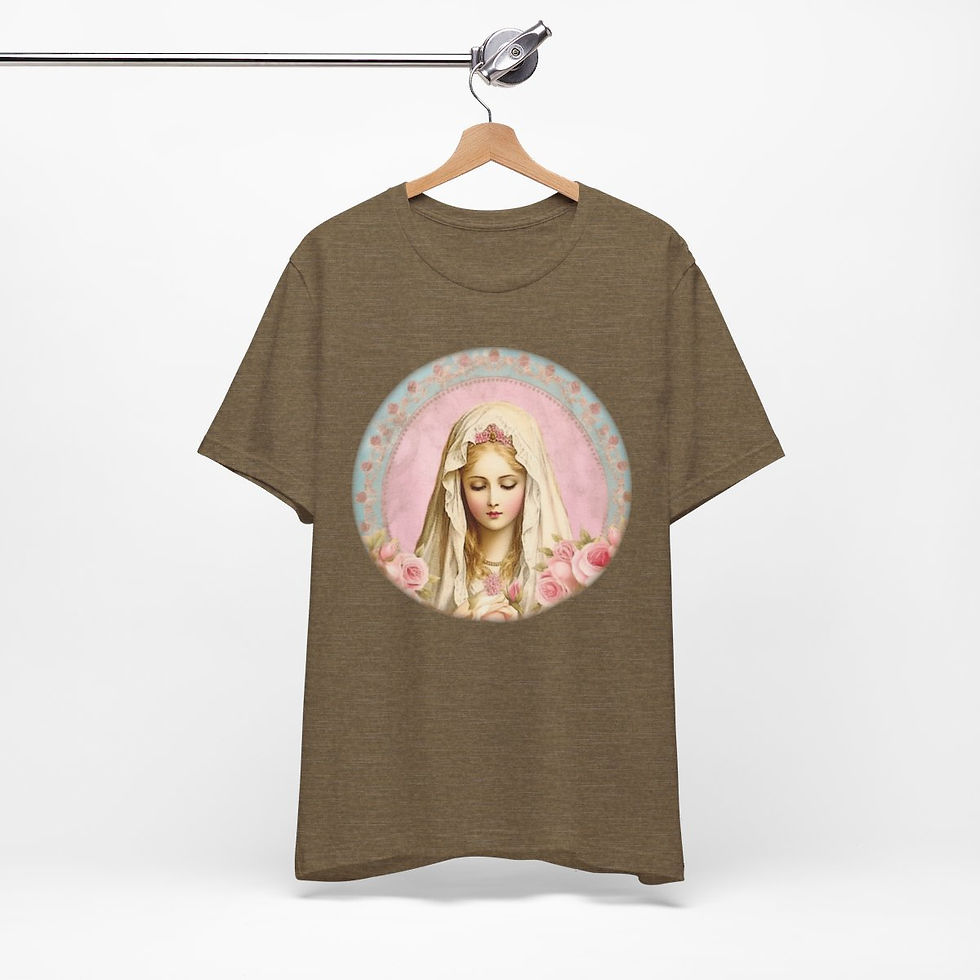 Thumbnail: Virgin Mary T-Shirt Shabby French Madonna Ave Maria Art Tee Catholic Faith Gifts