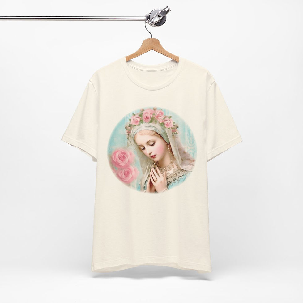 Thumbnail: Virgin Mary T-Shirt Shabby French Madonna Ave Maria Art Tee Catholic Faith Gifts