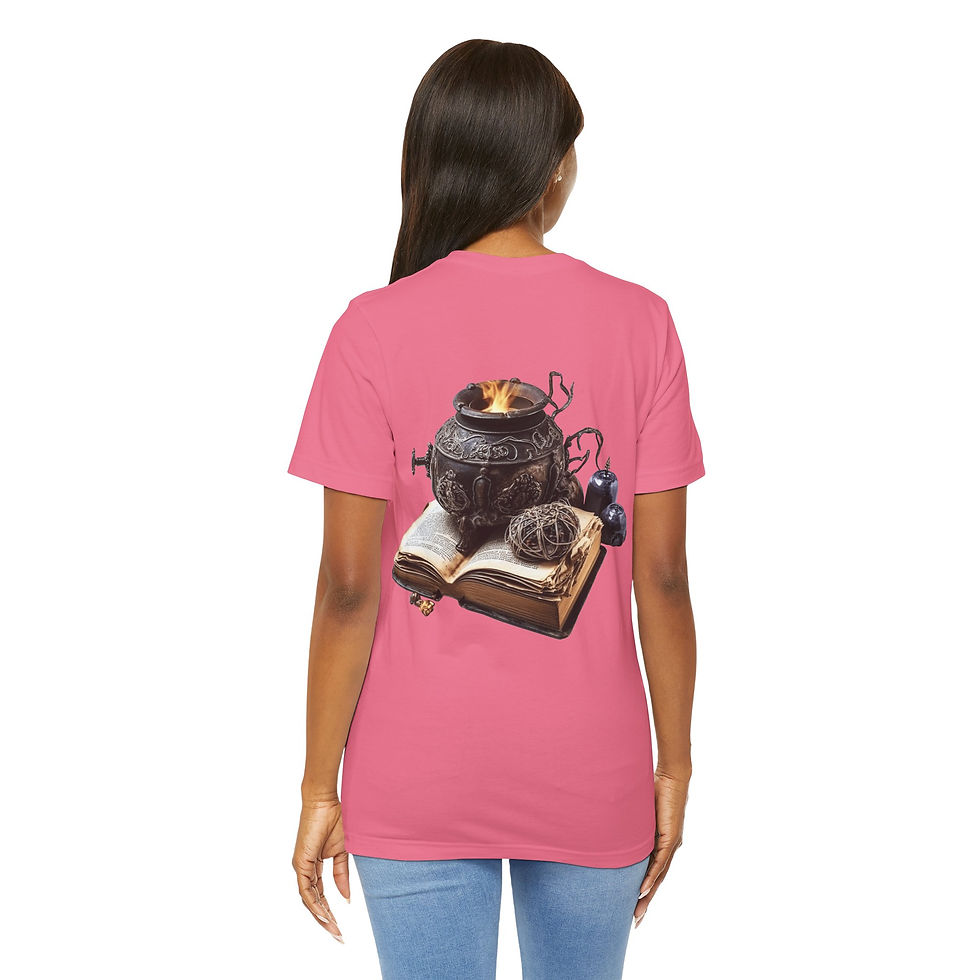 Thumbnail:  Witchy T-Shirt Spell book Cauldron Art Tee Esoteric Expressive Halloween Gifts