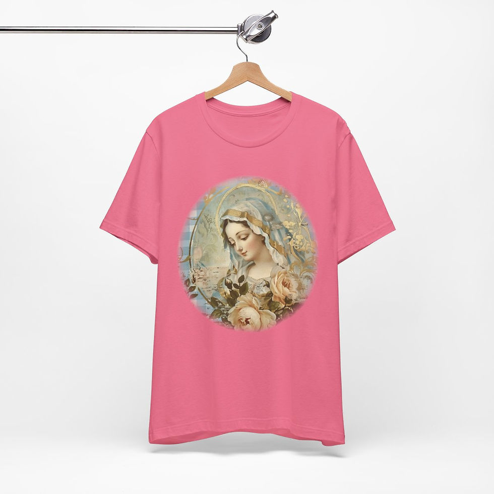 Thumbnail: Virgin Mary T-Shirt Shabby French Madonna Ave Maria Art Tee Catholic Faith Gifts