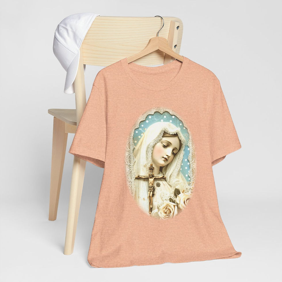 Thumbnail: Shabby Virgin Mary T-Shirt Ave Maria Religious Faith Art Tee Catholic Gifts