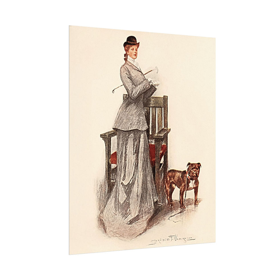 Thumbnail: Vintage Bulldog Art Clarence Underwood Victorian Woman & Dog Giclee Print