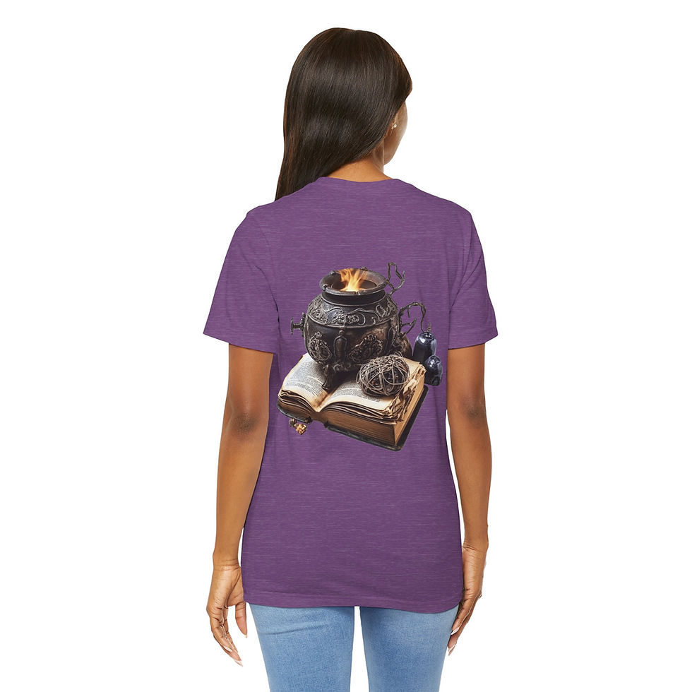 Thumbnail:  Witchy T-Shirt Spell book Cauldron Art Tee Esoteric Expressive Halloween Gifts