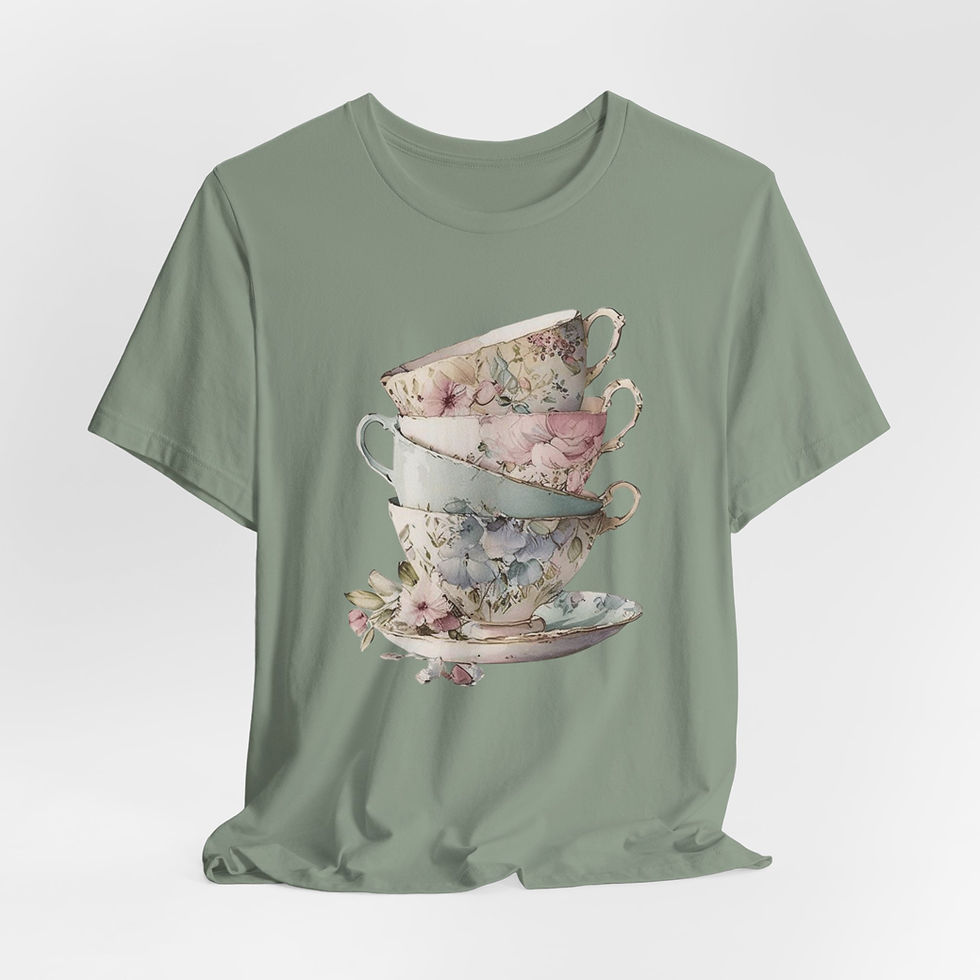 Thumbnail: Artistic T-Shirt Shabby Teacups Tea Lover Gift Victorian Statement Art Apparel