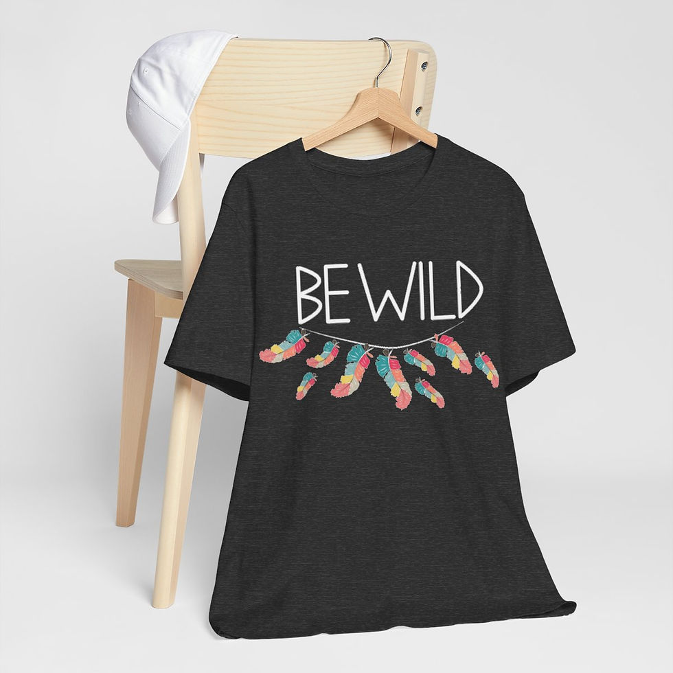 Thumbnail: Artistic BOHO T-Shirt Colorful Feather Be Wild Tee Wearable Art Apparel