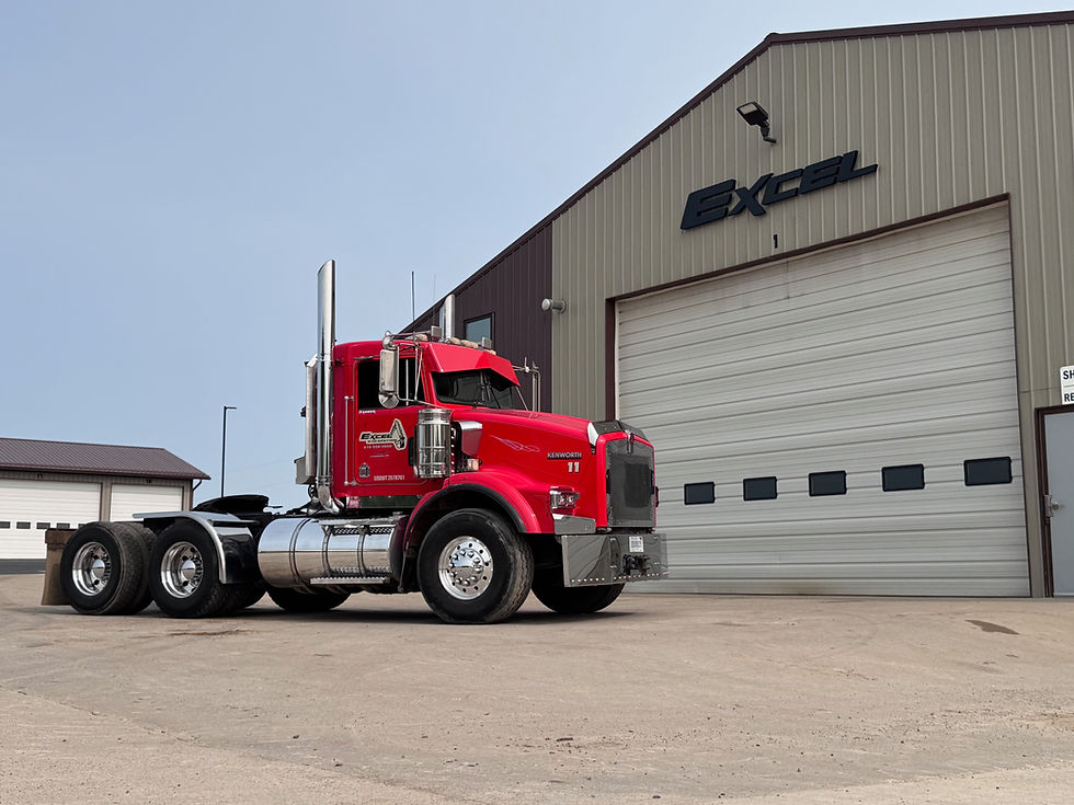 Excel Excavation semi-truck parked outside the company's shop in West Michigan.