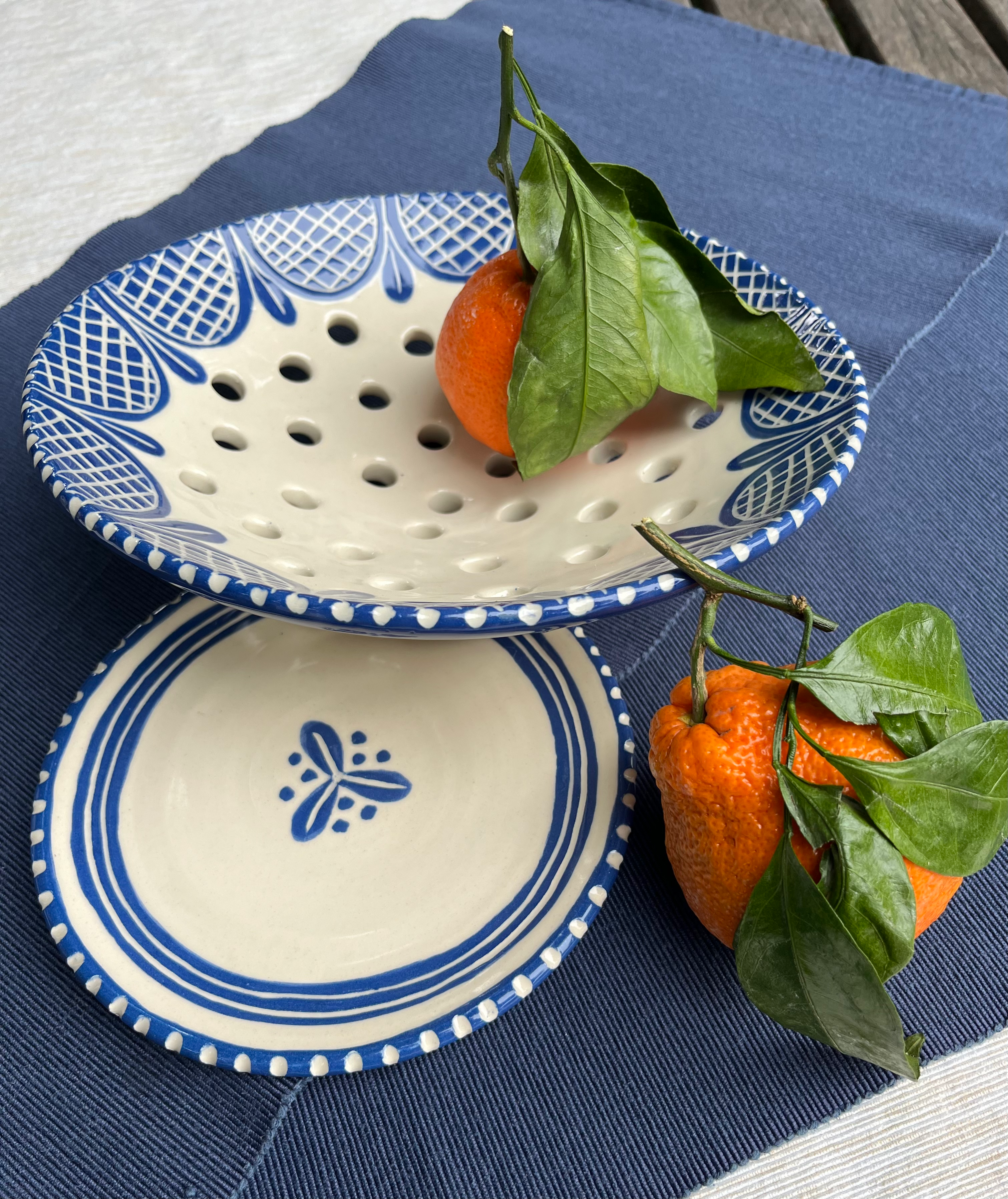 Colander & Saucer: Cobalt Design