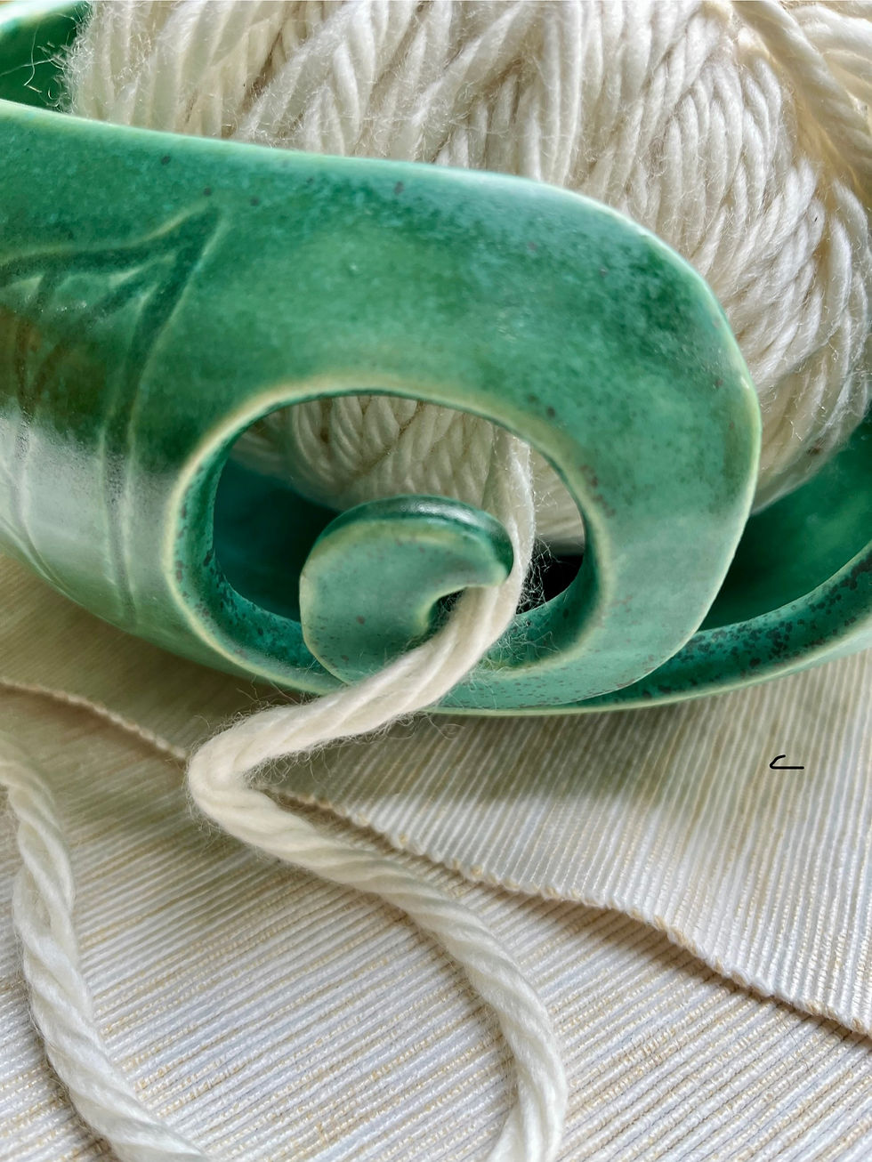 Thumbnail: Yarn Bowl with carved leaves