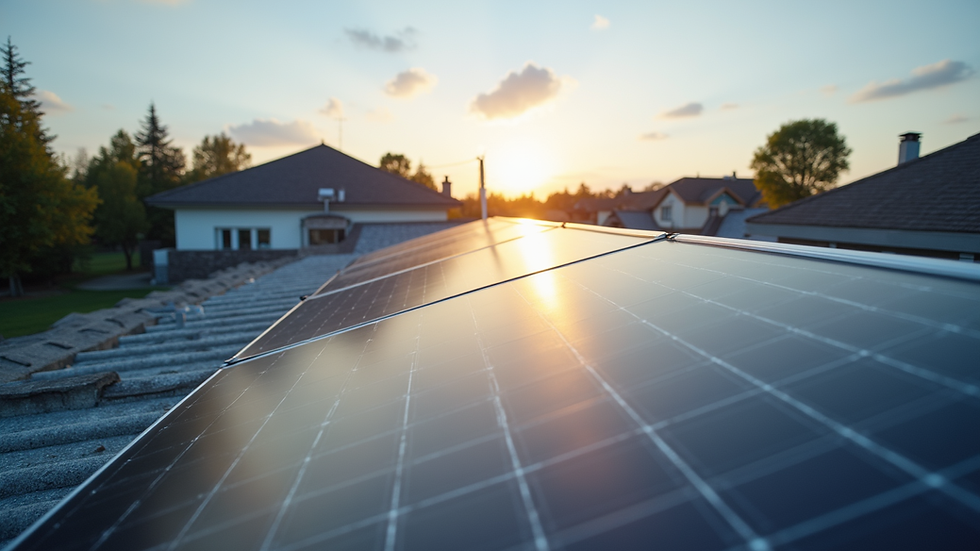 Eye-level view of solar panels installed on a residential rooftop