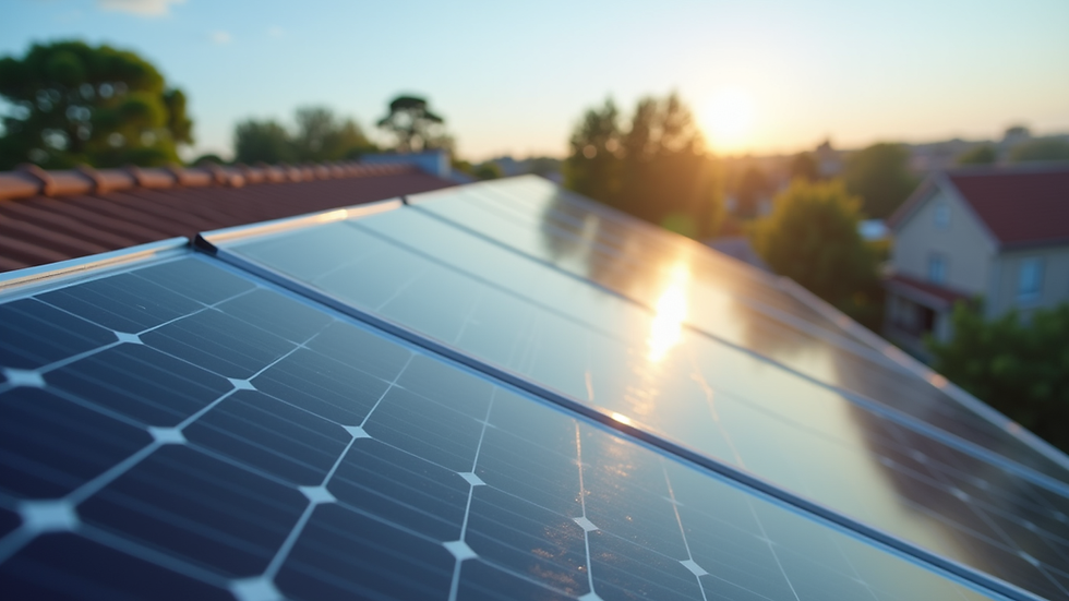 Eye-level view of solar panels installed on a residential rooftop