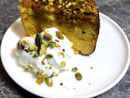 Citrus Almond cake with pistachio syrup