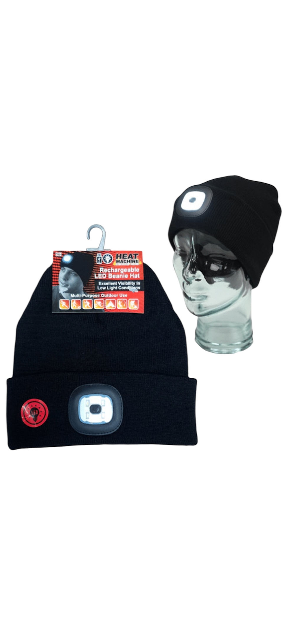 Black LED rechargeable hat by Heat Machine