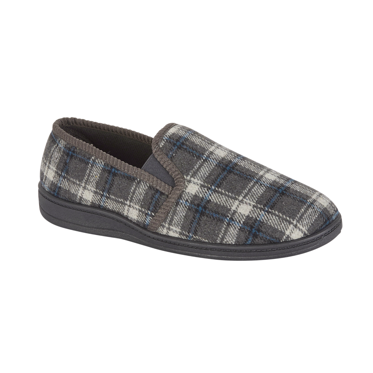 Mens Carl grey slipper with twin elastic by Jo&Joe
