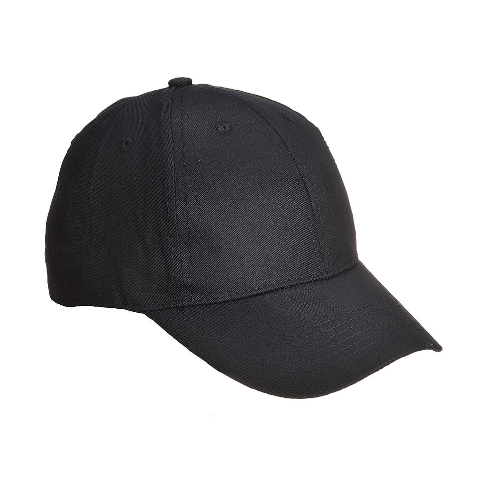 Black six panel baseball cap by Portwest front image