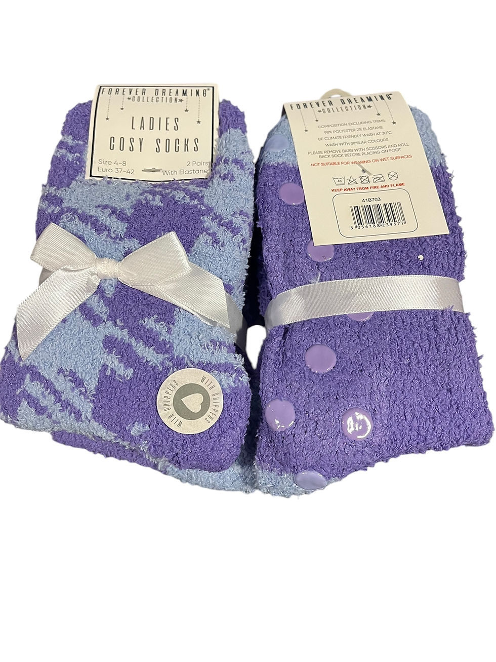 Ladies cosy socks with grippers by Forever Dreaming - 2 pair packs