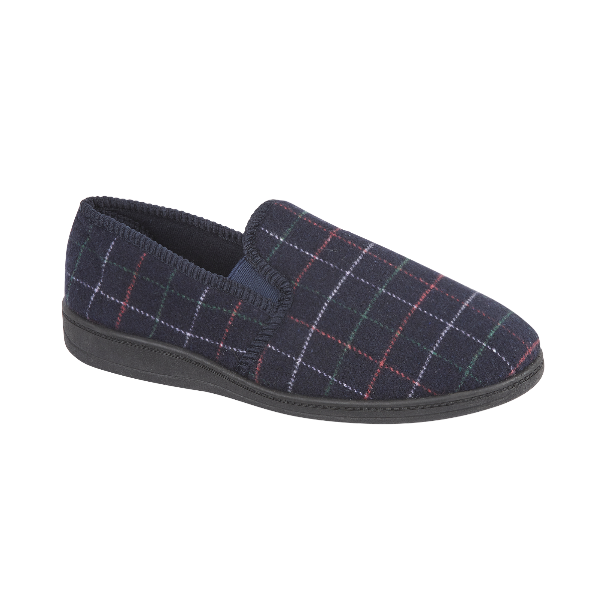 Rupert -mens cushioned insole slipper in navy check by Jo&Joe
