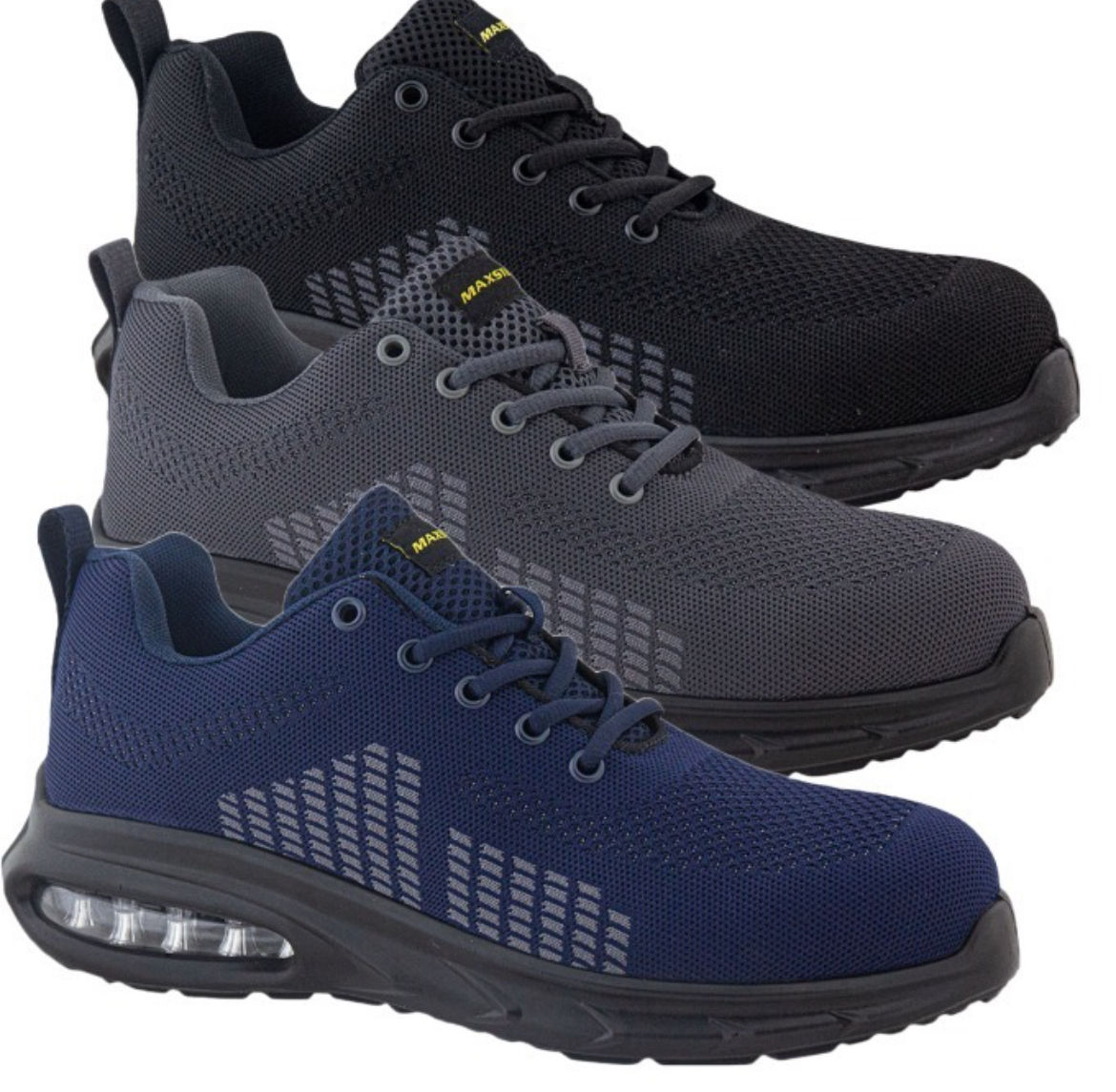 Maxsteel Lightweight Breathable Flyknit Safety Trainers With Bubble Sole MS60