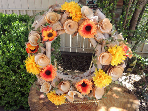 Wood Shavings Flower Wreath