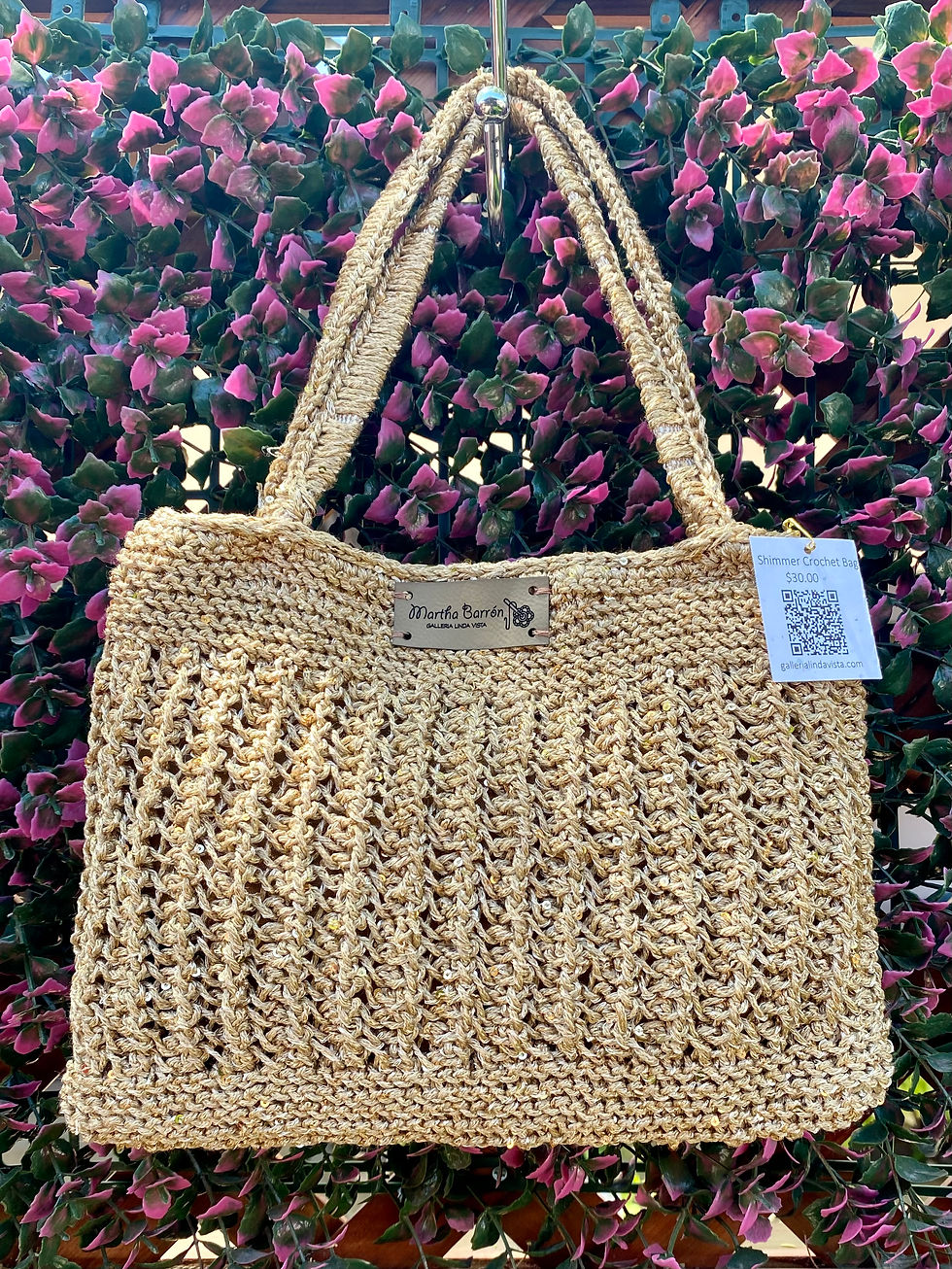 Thumbnail: Metallic Shimmer Crochet Handbag
