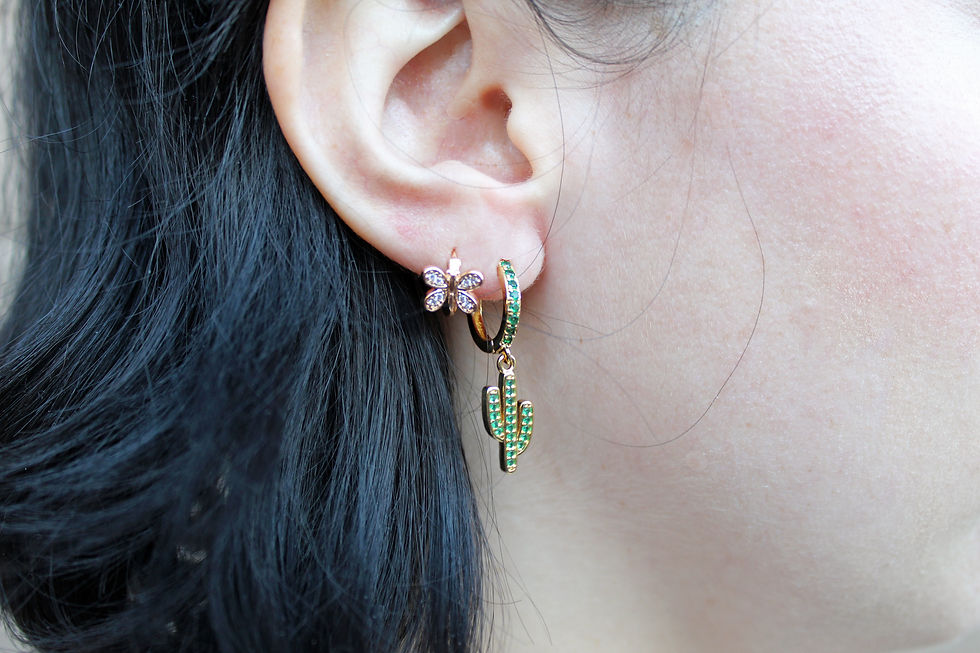 Thumbnail: Green Zircon Cactus Drop Earrings
