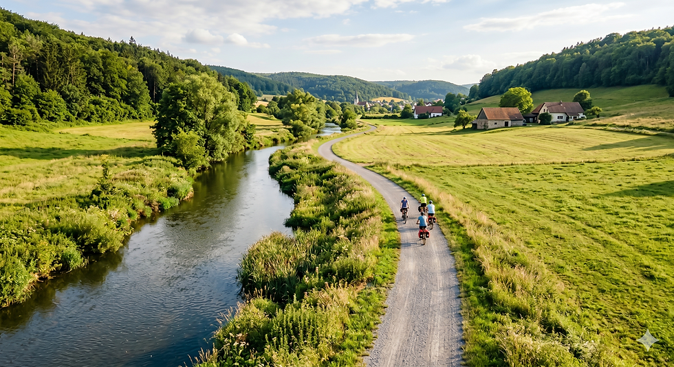 Sommerliche Radtour zum Schwimmbad und die besten Einkehrmöglichkeiten entlang des Angelbachs