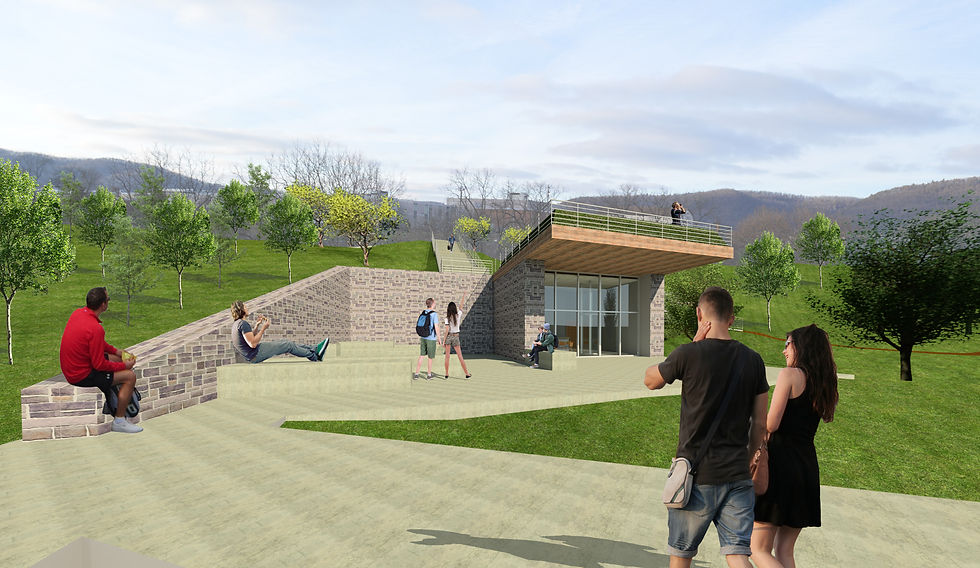 Underground Classroom Outdoor Patio Rendering
