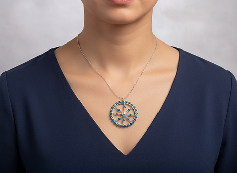 Firefly_Gemini Flash_riesci a creare l'immagine di una donna (dal mento al decoltè) con ad