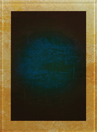 Laser Engravable Custom Solid Acrylic Plaque with gold artistic border and blue background