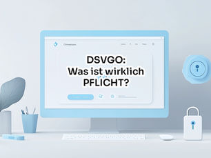 Abstrakte Darstellung einer DSGVO-konformen Website mit Schloss-Symbol auf dem Bildschirm