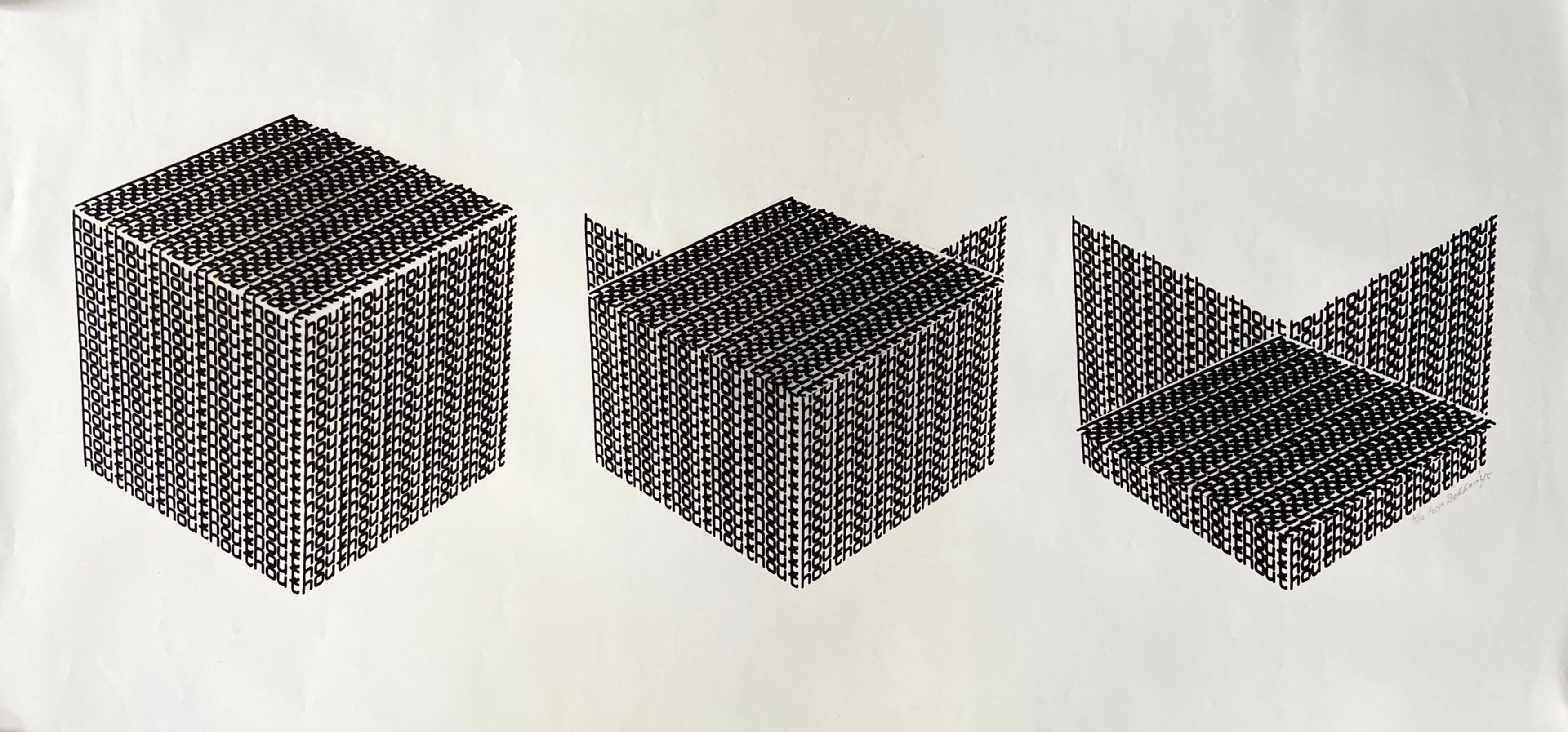 Kor Bekkers - limited signed print 'Drie Kubussen'