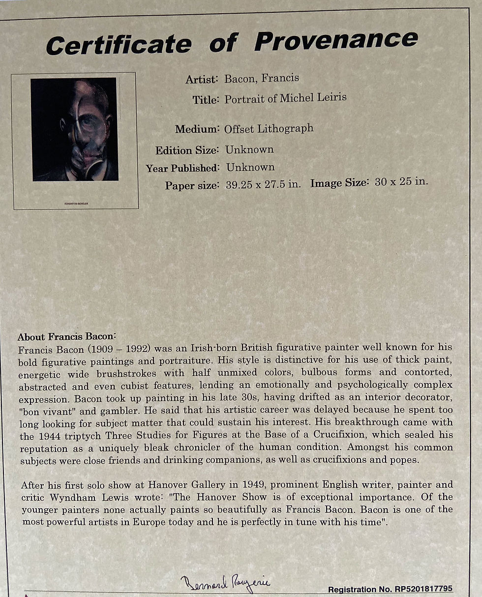 Thumbnail: Francis Bacon Portrait of Michel Leiris Print Buy art Online Affordable art Europe