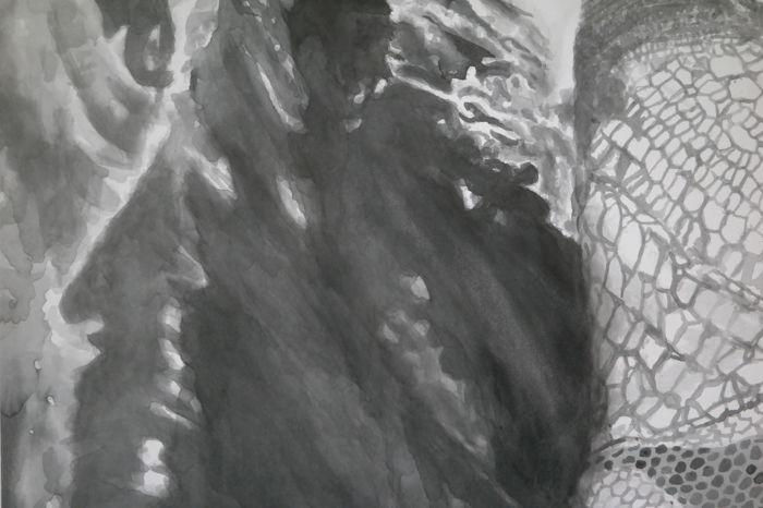 Thumbnail: Rikki Kasso - Queen of the Fall - Sumi ink on canvas, signed