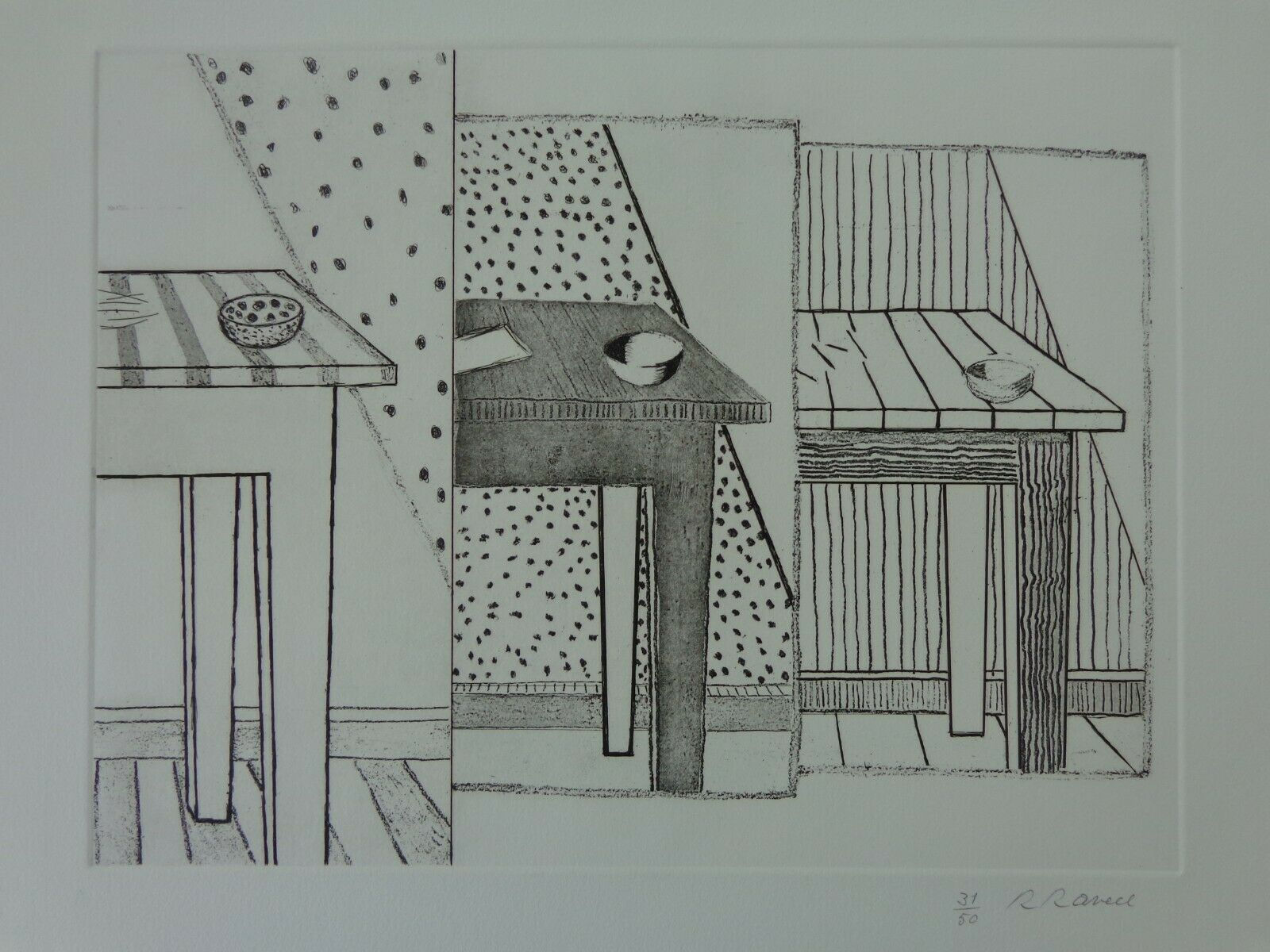 Roger Raveel - Black and white etching on paper, signed and numbered