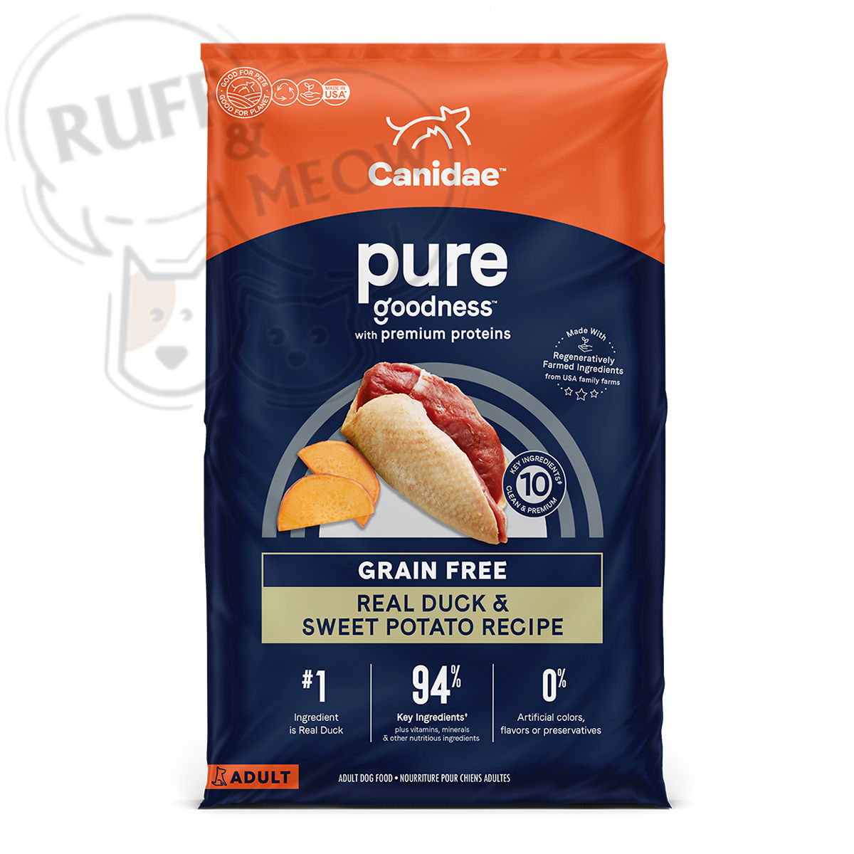 CANIDAE-無穀物鴨肉,甜薯成犬糧 4LB