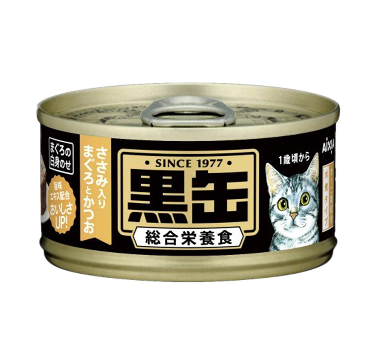 Aixia 黑缶貓罐頭 吞拿+鰹魚+雞肉 80g<BCM15>