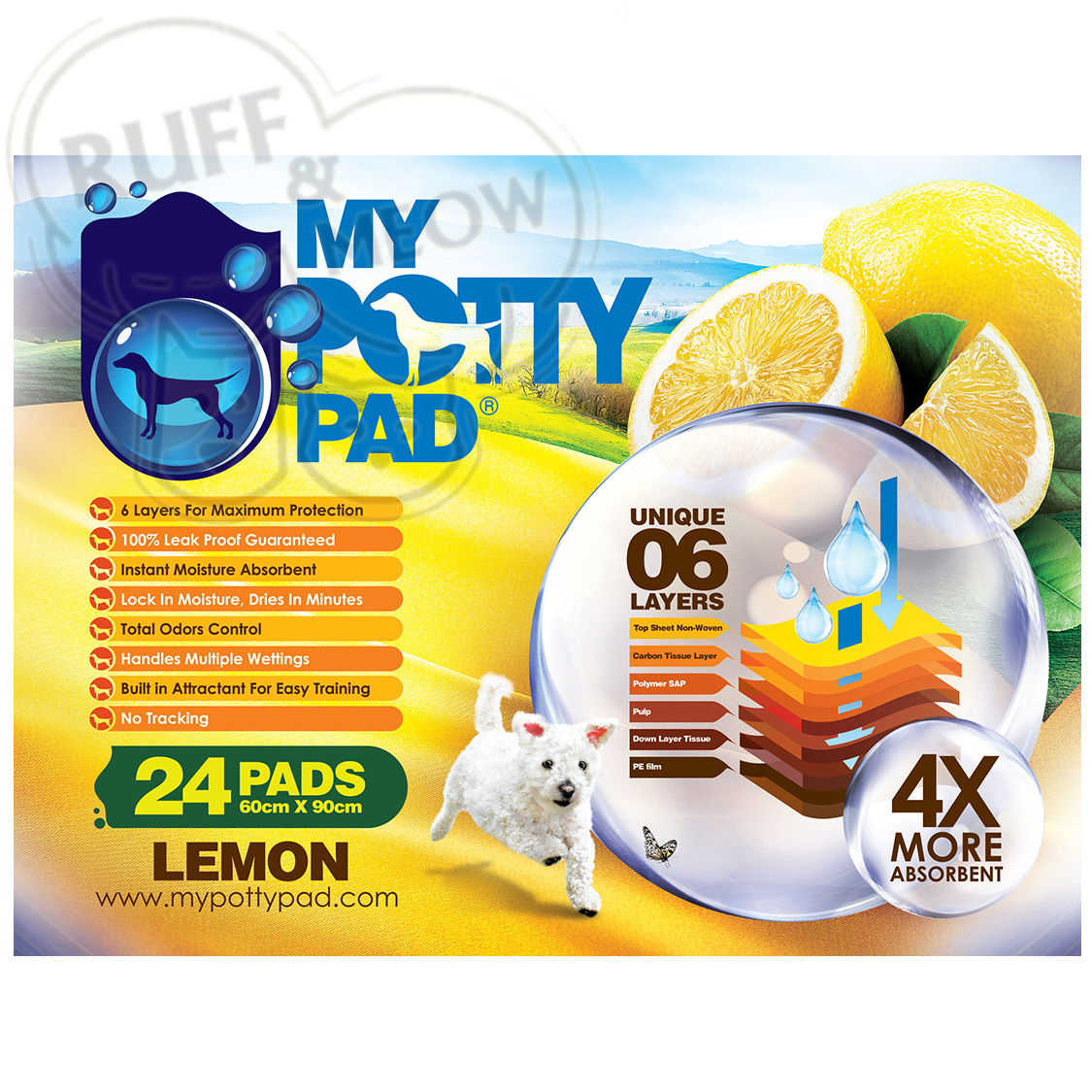 My Potty Pad 檸檬味殿堂吸寵物尿墊24片 90*60CM