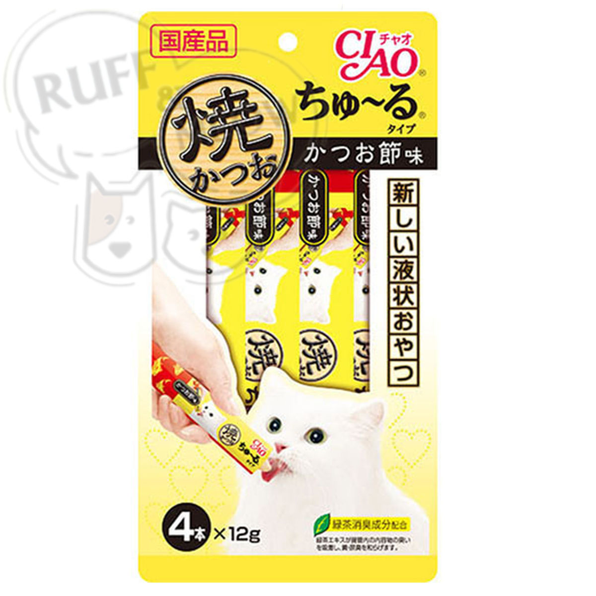 CIAO-貓肉泥 燒鰹魚醬 木魚味 12g x4條裝(4R104)