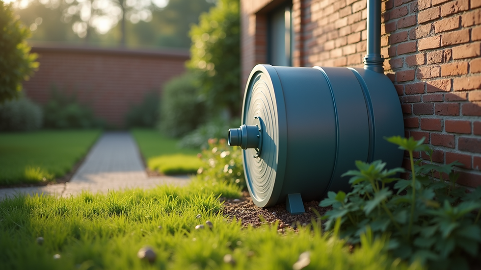 Close-up view of vertical geothermal loop installation in a backyard
