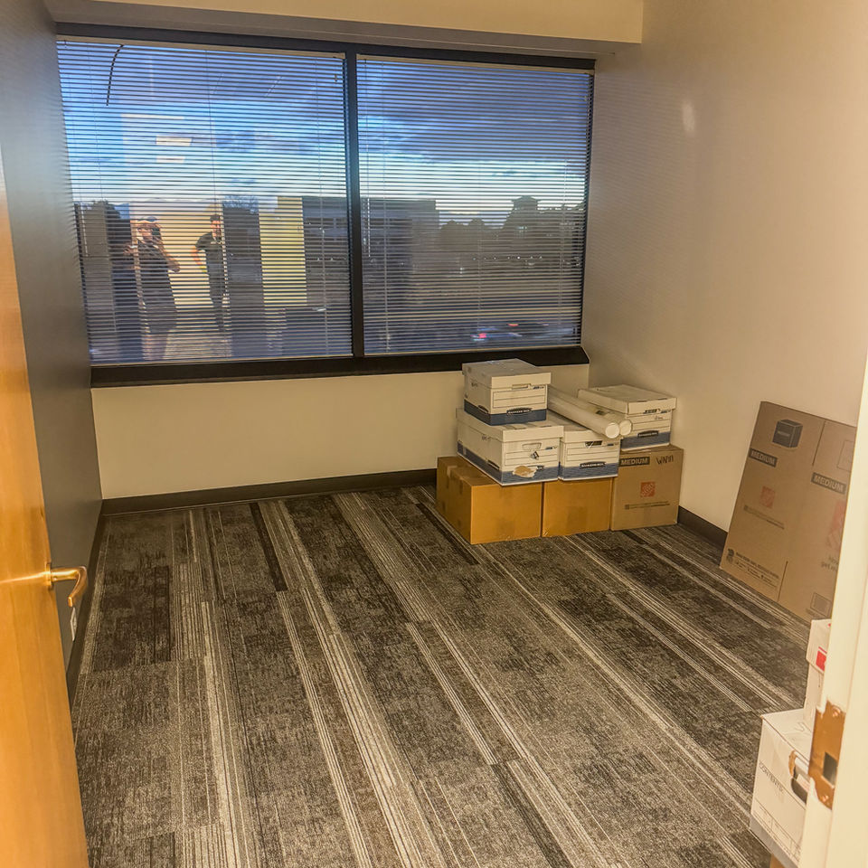 Empty office space with boxes