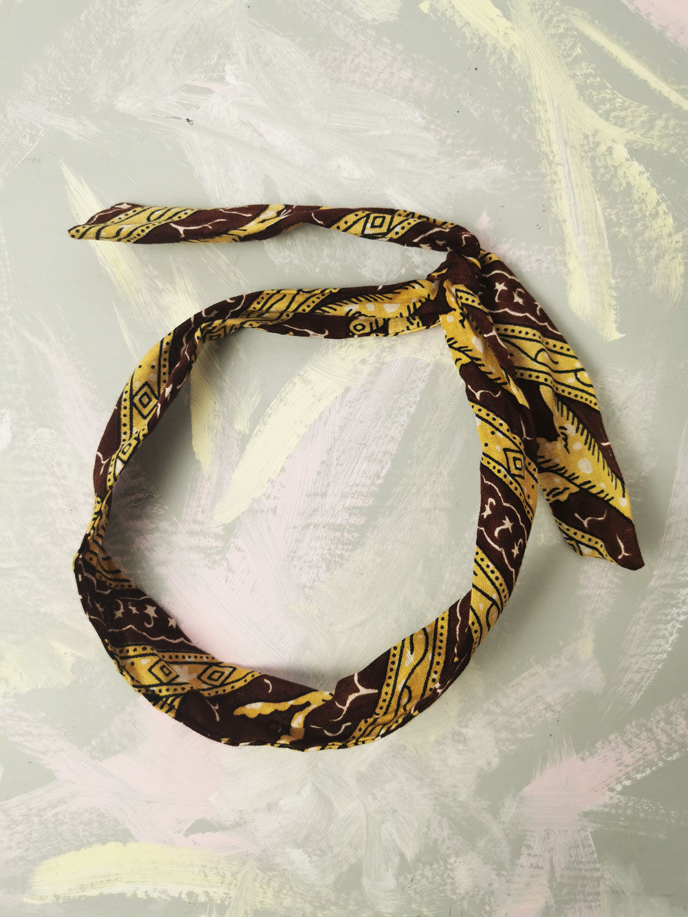 Twisty Wire Headband - Brown African Print