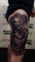 Realistisches Harley Quinn und Joker Tattoo aus dem Portfolio Eschweiler Aachen.