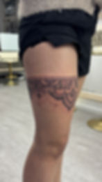Mandala-Oberschenkel-Tattoo aus dem Portfolio in Eschweiler/Aachen.