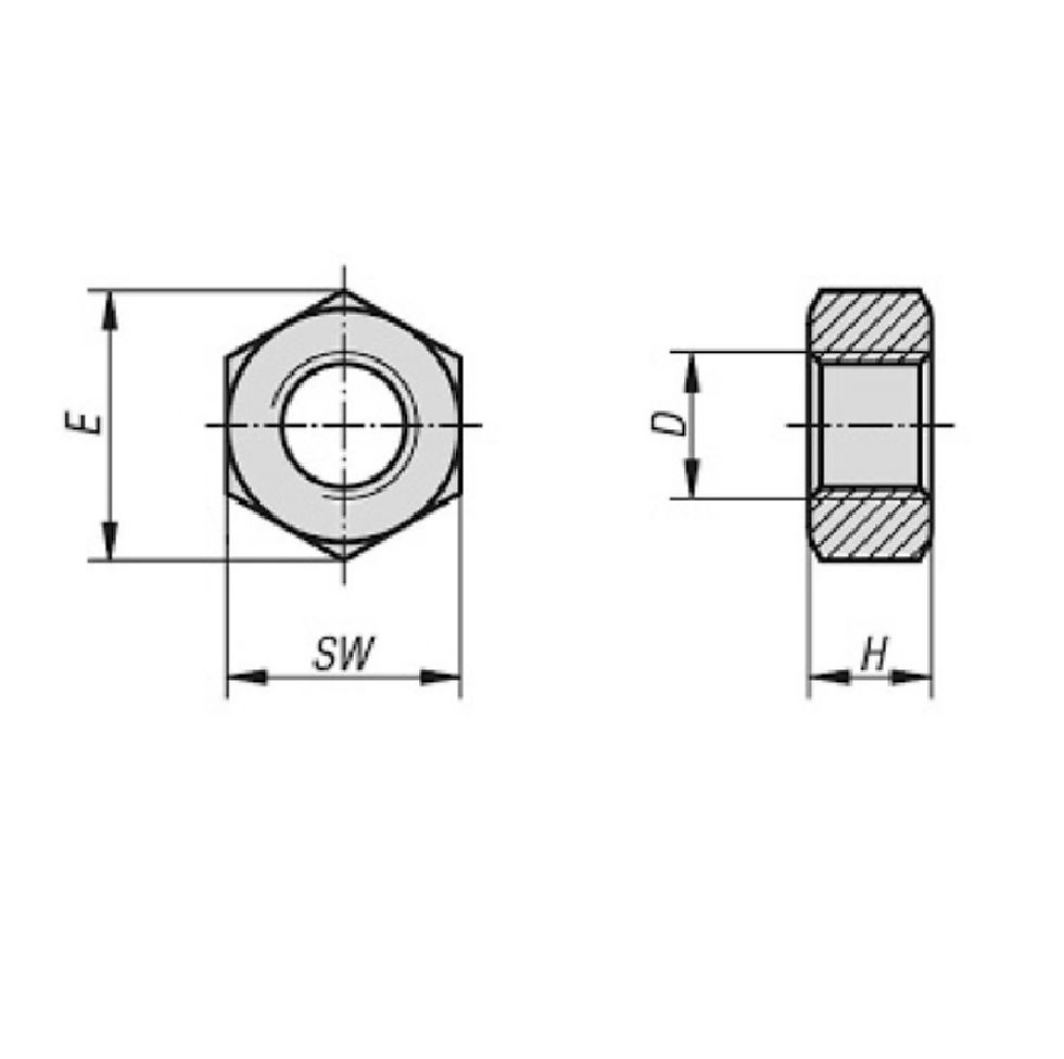 Hình thu nhỏ: Đai ốc lục giác M14 DIN 934 thép mạ kẽm 8.8