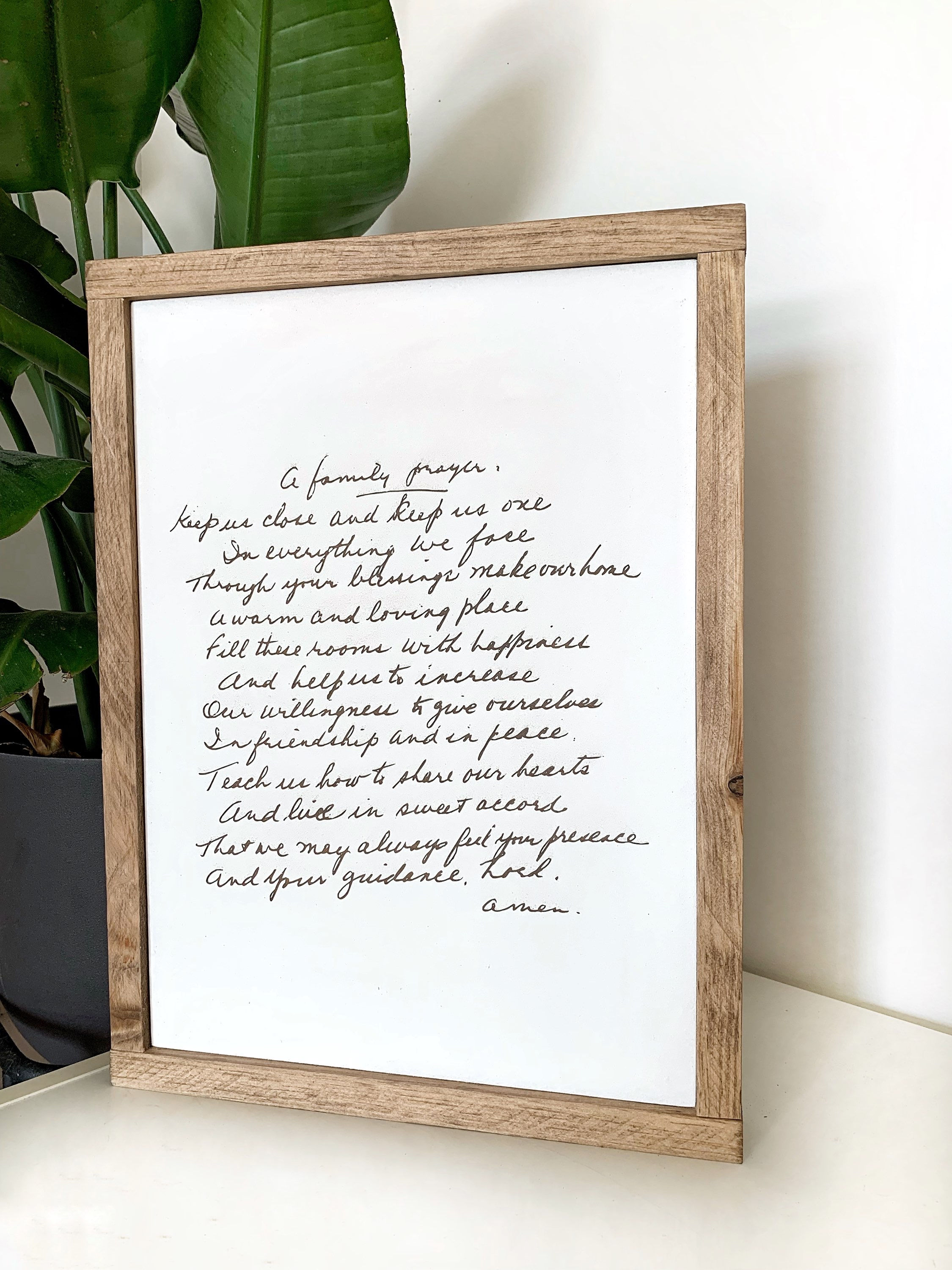 Custom engraving onto framed sign 