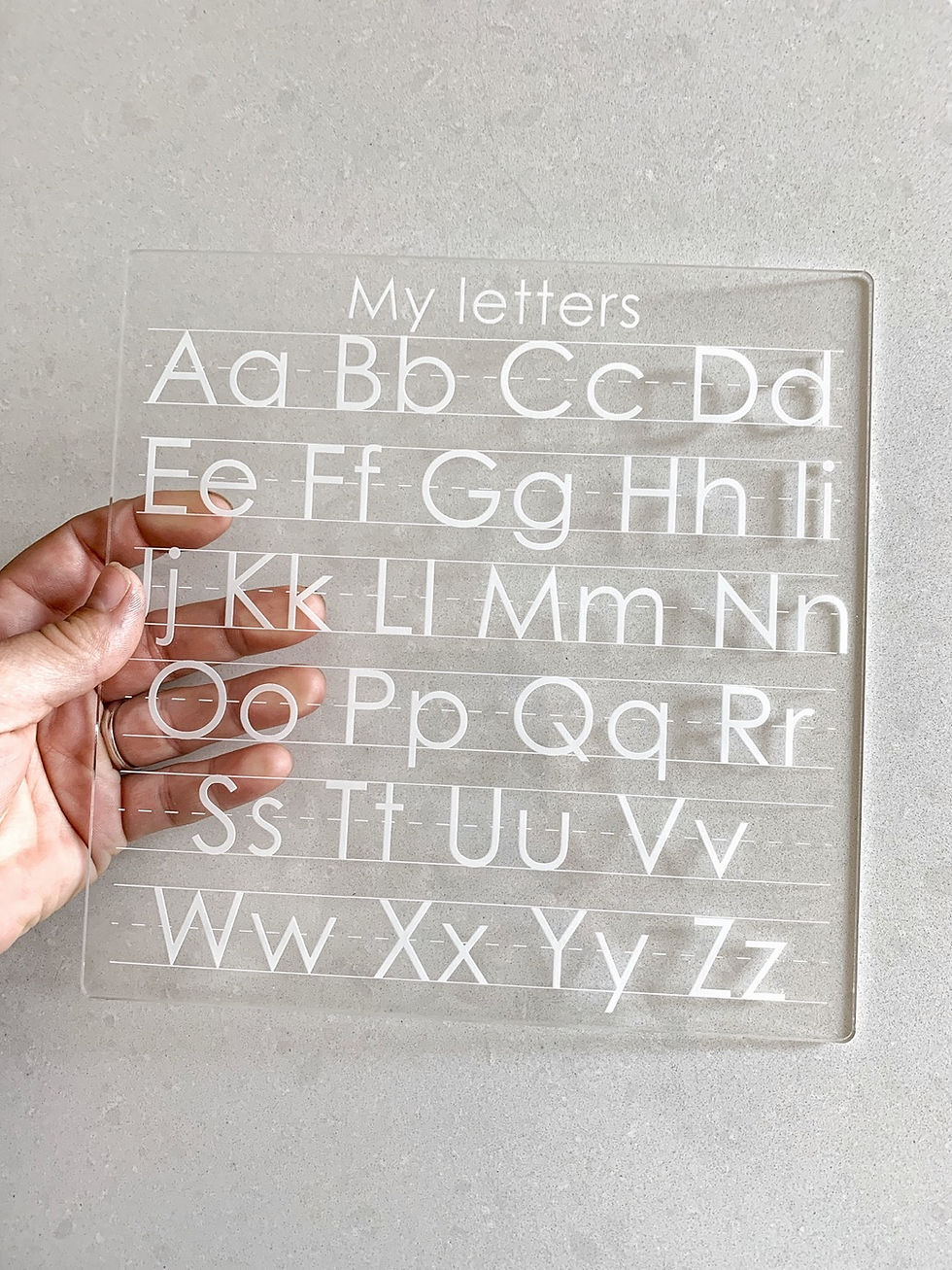 Acrylic alphabet tracing board
